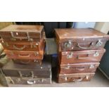 GOOD SELECTION OF LEATHER SUTICASES ETC - 10 TOTAL