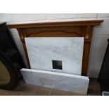 OAK FIRE SURROUND WITH MARBLE BACK & BASE.