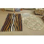 CIRCULAR RUG WITH GREEN FLORAL PATTERN WITH MATCHING RECTANGULAR RUG AND ONE OTHER RUG DIAMETER OF
