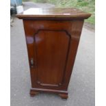 MAHOGANY RECORD CABINET WITH SINGLE PANEL DOOR ON SHAPED SUPPORTS AND CONTENTS OF RECORDS