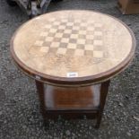 MAHOGANY CIRCULAR GAMES TABLE WITH FLIP TOP & SINGLE DRAWER DIAMETER 60 CM