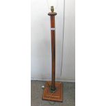 INLAID MAHOGANY STANDARD LAMP WITH SQUARE COLUMN ON SQUARE BASE