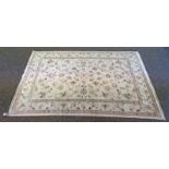 MIDDLE EASTERN CARPET WITH CREAM & BROWN FLORAL PATTERN ,