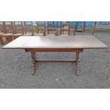 OAK REFECTORY STYLE TABLE WITH 2 DRAW LEAVES,