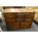 18TH CENTURY OAK CHEST OF DRAWERS WITH 6 SHORT OVER 4 LONG DRAWERS,