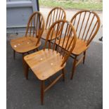 SET OF 4 ERCOL STYLE BLONDE BEECH SPAR BACK CHAIRS Condition Report: The items have