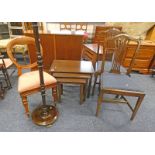 MAHOGANY STANDARD LAMP, MAHOGANY BALLOON BACK CHAIR,