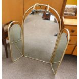 INDA BRASS FRAMED 3 PART MIRROR WITH BEVELLED EDGE & 2 BRAND LIGHT FIXTURE