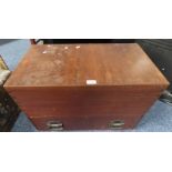 MAHOGANY BOX WITH LIFT TOP & SINGLE DRAWER.