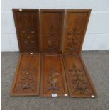 6 EARLY 20TH CENTURY OAK PANELS WITH DECORATIVE CARVING.