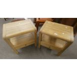 PAIR OF 21ST CENTURY OAK SINGLE DRAWER BEDSIDE TABLES.