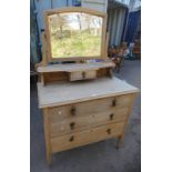 LATE 19TH CENTURY WALNUT DRESSING CHEST WITH MIRROR & SINGLE FRIEZE DRAWER OVER 2 SHORT & 2 LONG