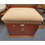 19TH CENTURY PINE SEWING BOX WITH PADDED TOP