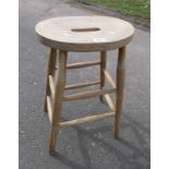 ELM JOINT STOOL ON TURNED SUPPORTS