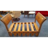 PINE DAY BED WITH PAINTED EASTERN DECORATION,