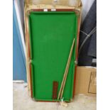 JOE DAVIS TABLE TOP BILLIARD TABLE Condition Report: Only two legs present y.