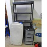 PLASTIC STORAGE SHELVES, PLASTIC STORAGE BOXES,