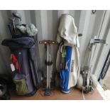 SLAZENGER GOLF BAG WITH SELECTION OF WILSON CLUBS & OTHER GOLF BAG WITH CLUBS AND 2 CADDYS