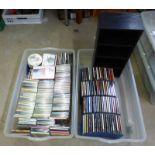 2 BOXES OF CD'S & MUSIC VIDEOS TO INCLUDE ARTIST SUCH AS THE RED HOT CHILLI PEPPERS, BOB MARLEY,