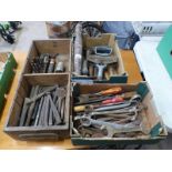 VARIOUS TOOLS TO INCLUDE CHISELS, HAMMERS, SPANNERS,