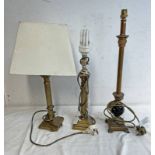 PAIR OF GILT METAL TABLE LAMPS AND ONE OTHER TABLE LAMP -3-