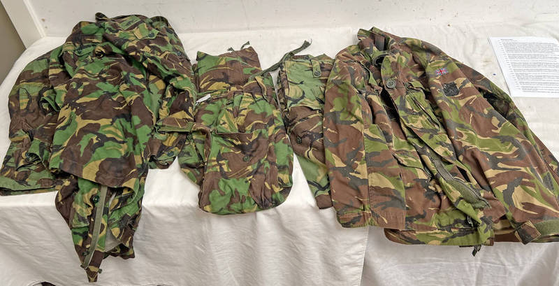 BRITISH MILITARY WOODLAND PATTERN JACKETS, TROUSERS,