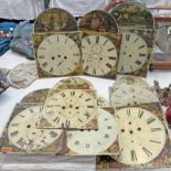 8 PAINTED GRANDFATHER CLOCK FACES,