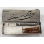 VINTAGE FABER SILVER PENCIL HOLDER WITH ORIGINAL BOX FOR 1901 WITH SPARE MARKED PENCILS