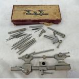 WATCH MAKERS LATHE IN BOX WITH ACCESSORIES, BOX MARKED "NOUVEAU PETIT TOUR DE PRECISION J.R.A.