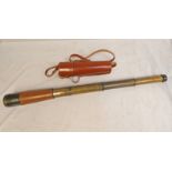 THE VICEROY 2 1/2" BRASS FOUR DRAW TELESCOPE BY J H STEWARD LTD WITH ANTI FLARE HOOD & SLEEVE