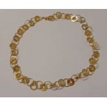 18CT GOLD FANCY LINK CHAIN NECKLACE - 15.