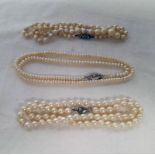 3 CULTURED PEARL NECKLACES