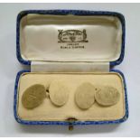 PAIR OF 9CT GOLD OVAL CUFFLINKS, BOXED - 8.