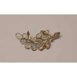 EARLY 20TH CENTURY SILVER SPRAY BROOCH SET WITH MOONSTONES & RUBIES - 6.