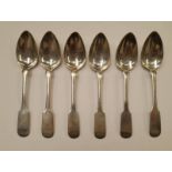 SET OF 6 19TH CENTURY SCOTTISH PROVINCIAL SILVER TEASPOONS BY ALEXANDER CAMERON,