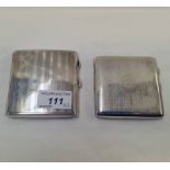 2 SILVER CARD CASES WITH ENGINE TURNED DECORATION - 195 G