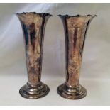 PAIR SILVER TAPERING TULIP VASES, CHESTER 1910 RETAILED BY MUNSEY & CO,