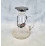 LARGE SILVER MOUNTED GLASS WHISKY TOT,