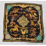 HERMES LES GIROUETTES SILK SCARF - 88 X 88 CM.