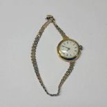 18CT GOLD LADIES WRISTWATCH WITH ENAMEL DIAL