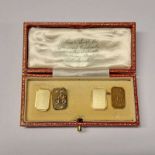 PAIR 9CT GOLD ENGINE TURNED CUFFLINKS IN FITTED CASE - 6.