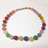 PEKING COLOURED GLASS GRADUATED BEAD NECKLACE - 53CM LONG