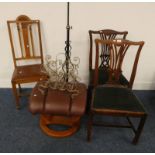 PAIR OF 19TH CENTURY MAHOGANY CHAIRS, ARTS & CRAFTS STYLE STANDARD LAMP ETC,