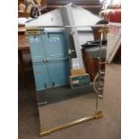 OVERMANTLE MIRROR WITH GILT & MIRRORED PANEL FRAME LABELLED 'MADE IN BELGIUM' TO BACK.