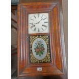 JEROME & COMPANY MAHOGANY AMERICAN WALL CLOCK WITH PAINTED DIAL AND DECORATIVE PANEL