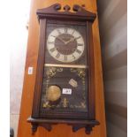 MAHOGANY CASED WALL CLOCK WITH DIAL SIGNED PRESIDENT