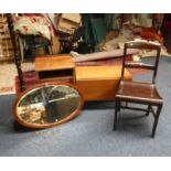 TEAK DROP LEAF TABLE, MAHOGANY STANDARD LAMP,