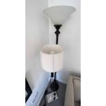 21ST CENTURY UPLIGHTER WITH GLASS SHADE AND ONE OTHER STANDARD LAMP