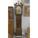 19TH CENTURY MAHOGANY GRANDFATHER CLOCK WITH BRASS & SILVERED DIAL SIGNED JAMES GORDON, PERTH,