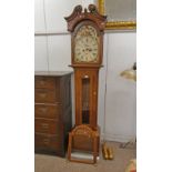 19TH CENTURY MAHOGANY LONG CASE CLOCK WITH PAINTED DIAL